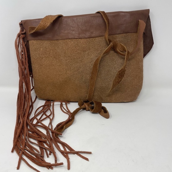 Boho Hand Made Leather and Suede Fringe Crossbody Satchel🖤 - Picture 2 of 16
